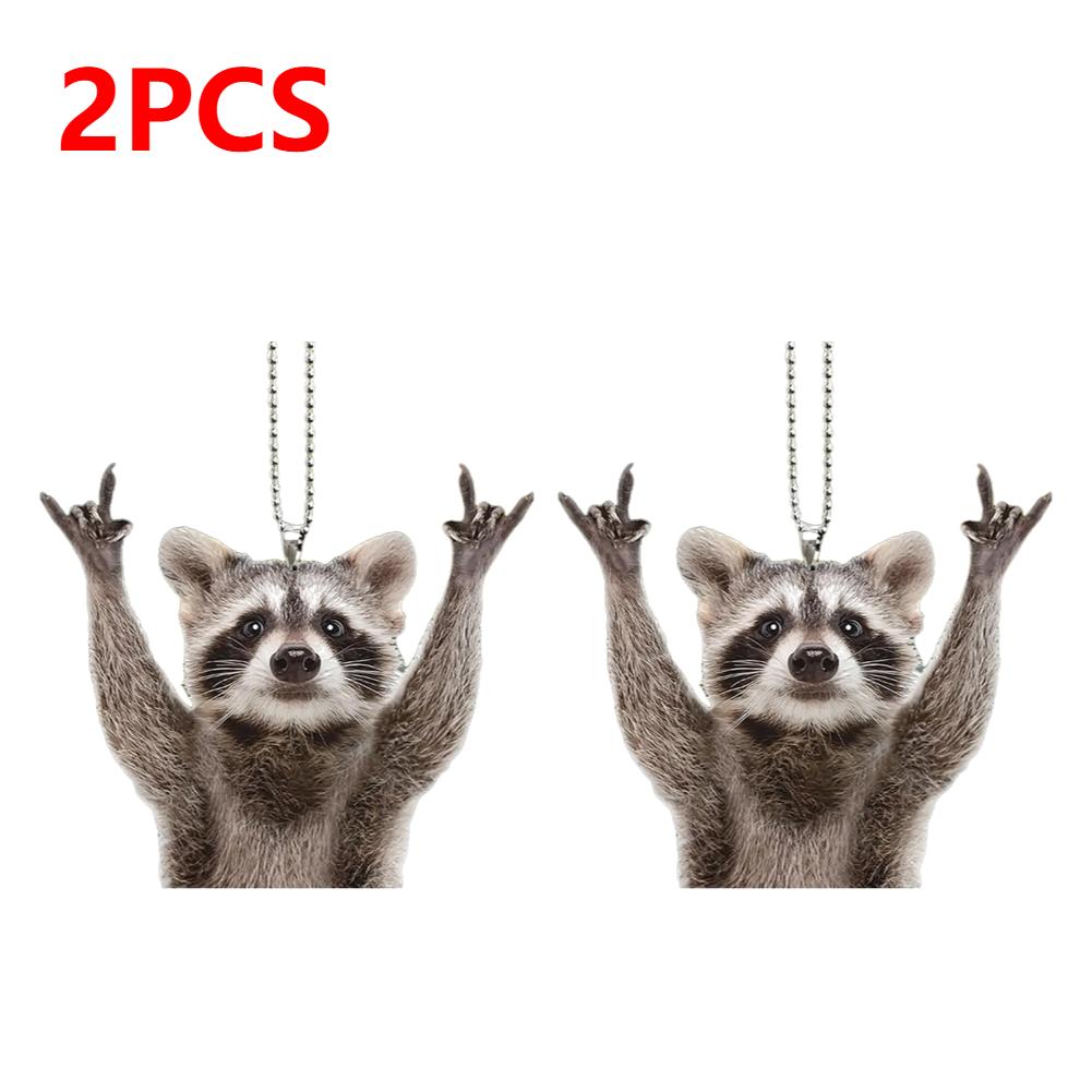 1-5pcs Raccoon Bear Key Pendant Acrylic Small Car Keychain Procyon Lotor Rearview Mirror Hanging Decor Jewelry Accessory Gifts