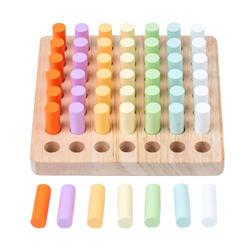 Children'S Montessori Early Education Wooden Colorful Plugboard Hand-Eye Coordination Training Color Cognitive Educational Toys