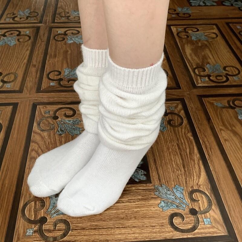 Autumn And Winter Korean Lazy Bubble Socks, Thin Girl Japanese Jk Knitted Skin-Friendly Stacking Socks, Soft Waxy Calf Socks