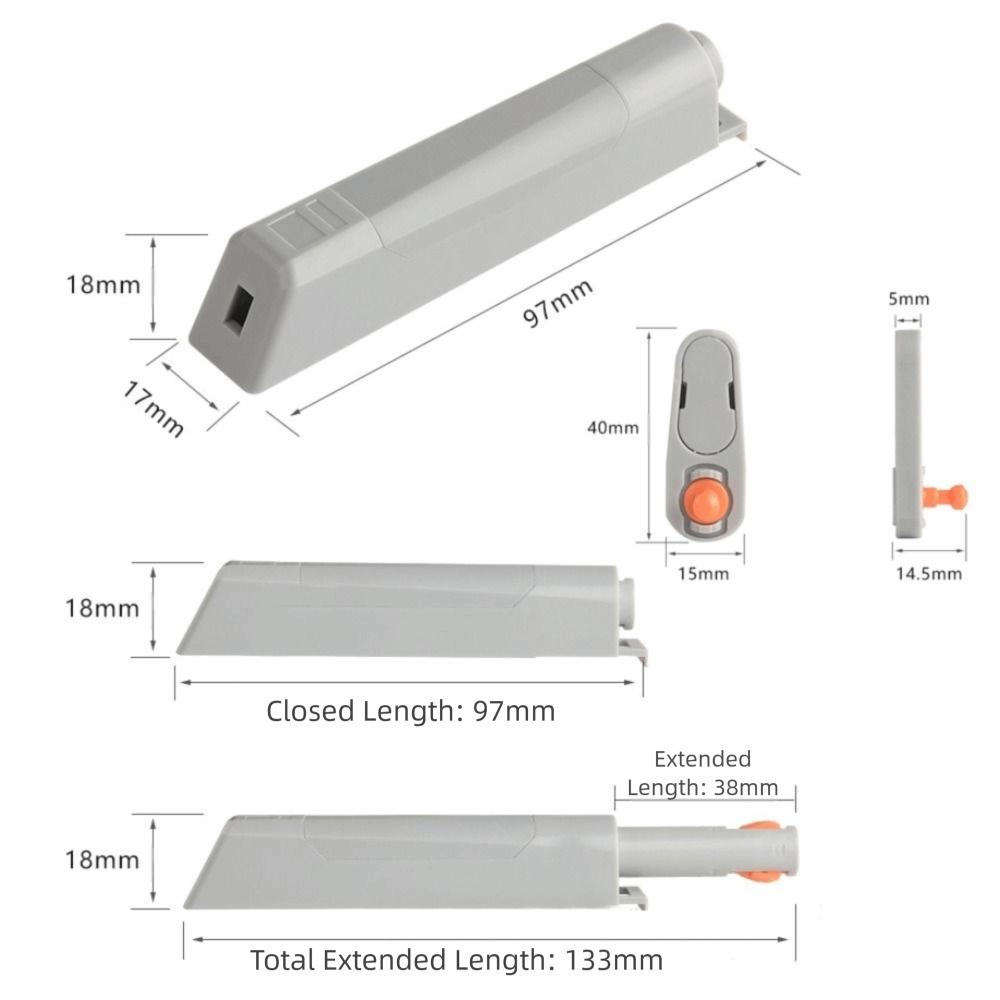 Plastic Cabinet Door Rebound Device Push To Open Touch Damper Door Closers Soft Quiet Close Invisible Handle Cabinet Catches