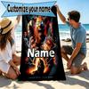 Custom Name Personalized Superhero movies Print Beach Towel, for Trip Camping Beach Party Home Decor, Birthday Gift for Family & Friends