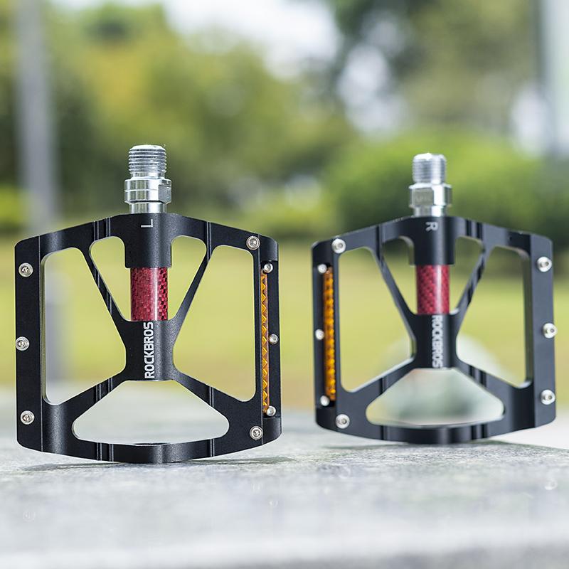 Rockbros Bicycle Pedals Alloy Bearings Cycling Pedals Platform Bike Flat Pedal Pedals Reflective Anti-Slip Mtb Bike Accessories