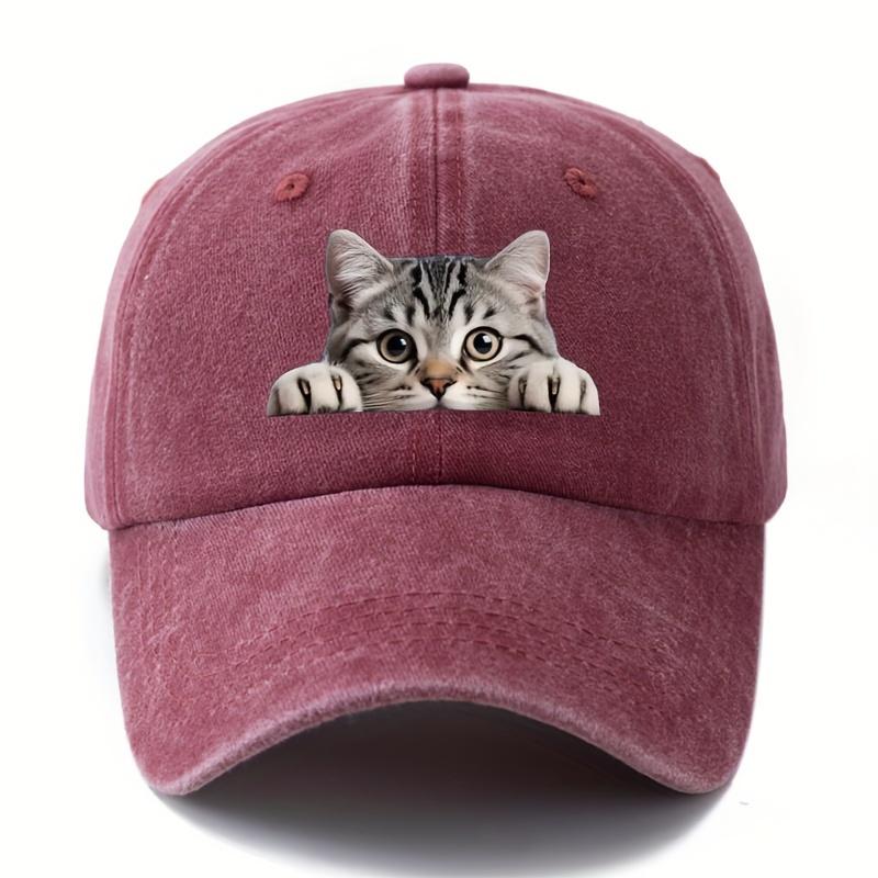 Cartoon Cat Pattern Retro Baseball Cap Outdoor Lightweight Duckbill Cap Travel Camping Fishing Truck Driver Father Duckbill Cap