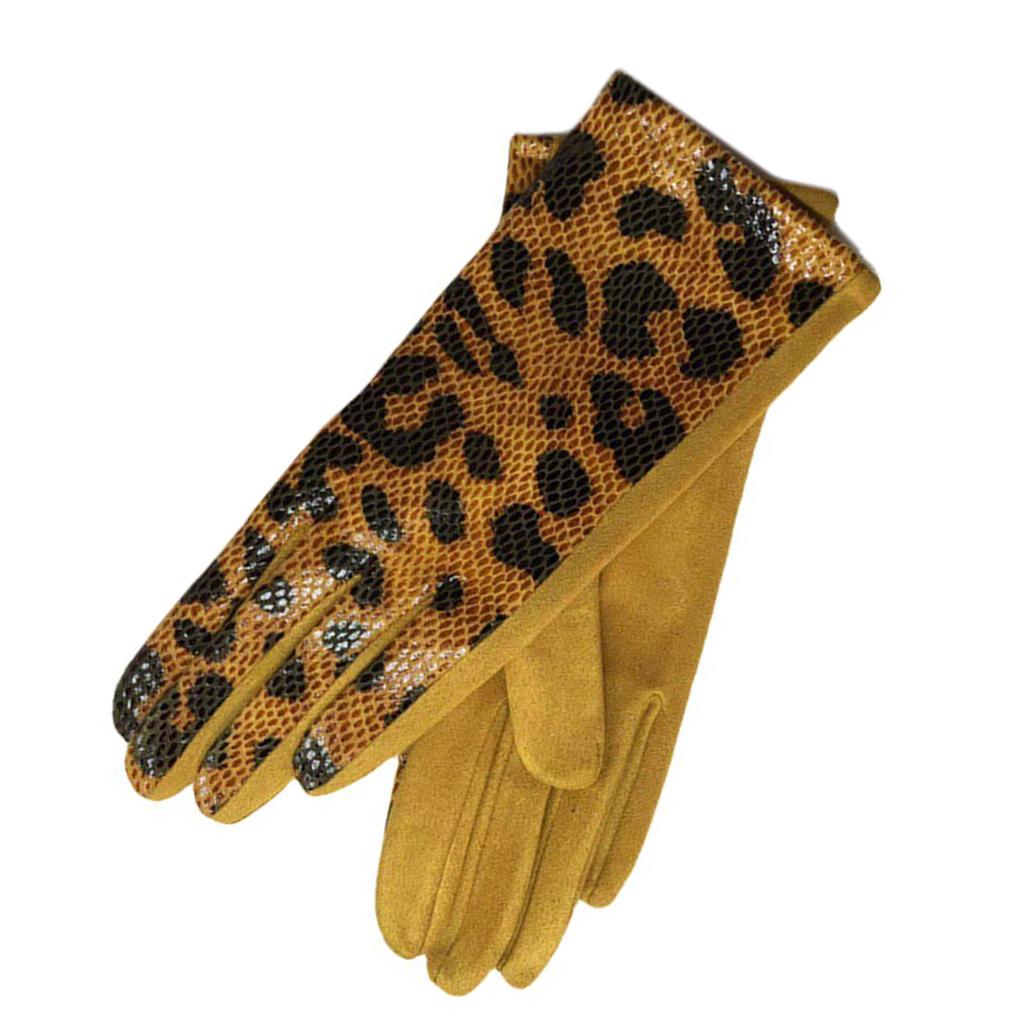 2lots Leopards Short Gloves Ladies Elastic Fabrics Mittens Winter Gloves for Daily Use