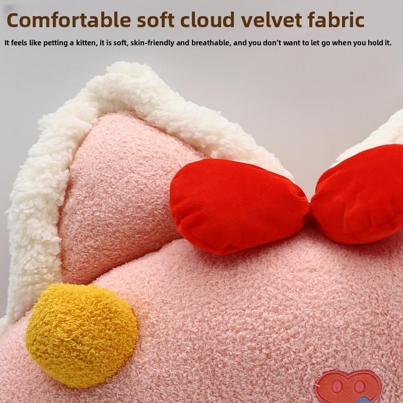 Cozy Cartoon Animal Cushion With Embroidered Cloud Velvet For Bedroom Lounge