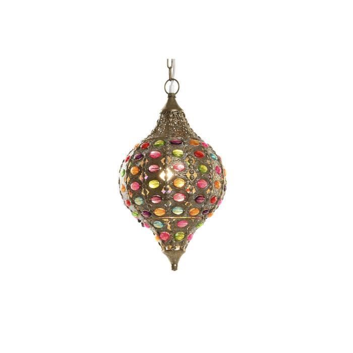 Suspension - Doré - Multicouleur - 50W - 24x24x42cm - Design Arabe