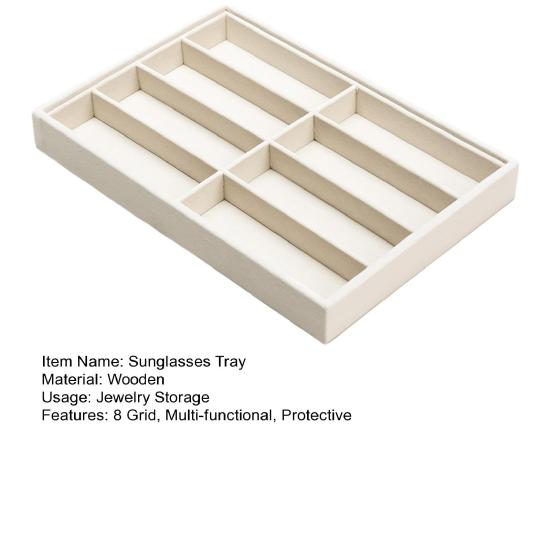 Taca organizer na okulary przeciwsłoneczne 8 przegródek Aksamitny uchwyt na okulary Pudełko do przechowywania Stackable Mężczyźni Kobiety Okulary Zegarki Biżuteria Witryna