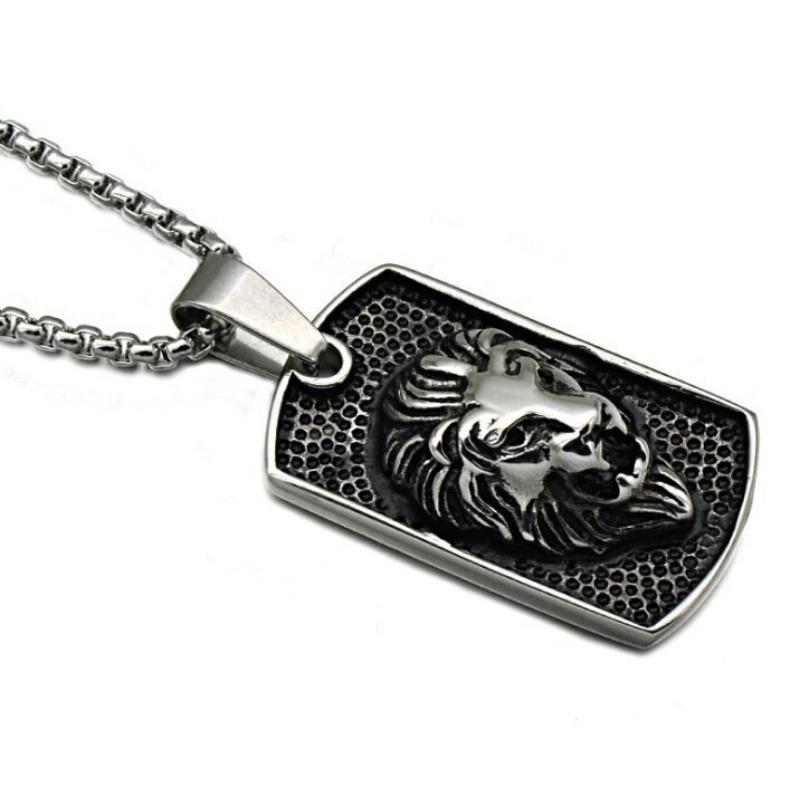 New Fashionable Men's Trendy Simple Lion Head Pendant Necklace