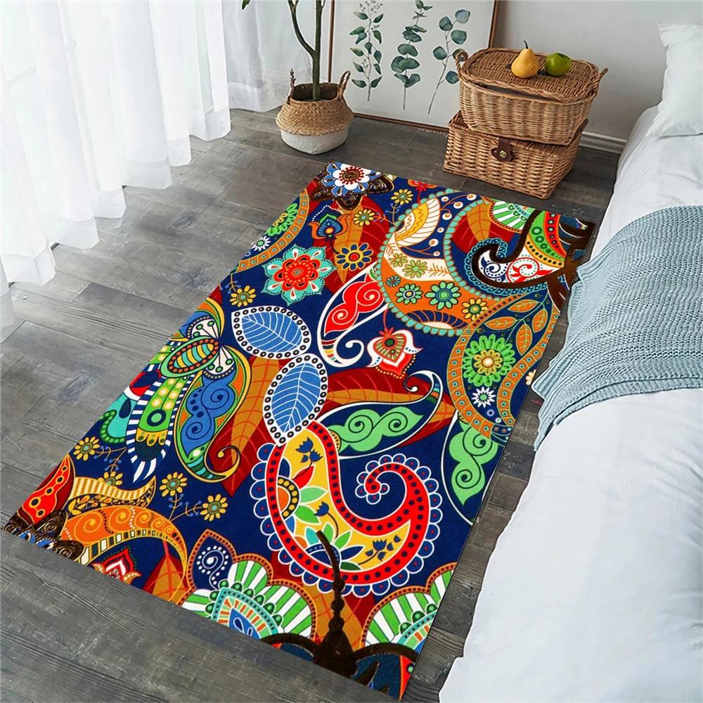 Boho Mandala Carpet Retro Floral Floor Rugs for Living Room Bedroom Balcony Decor Non-slip Kitchen Mat Exotic Flowers Doormat