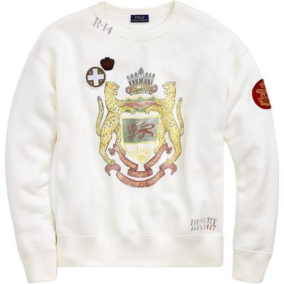Polo Vintage Wash Handbemaltes Patch Rundhals Fleece Sweatshirt Damen Sweatshirt Off-White WMPOKNIN6820120-100