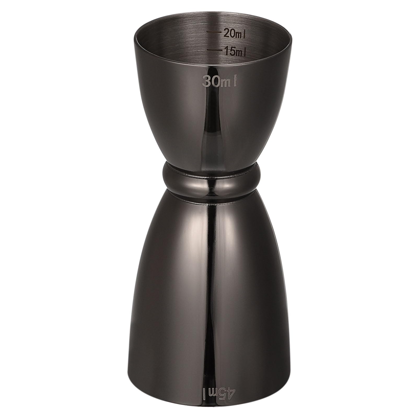 

uxcell Cocktail Jigger, 1 oz/1.5 oz Glass Measuring Cup with Stainless Steel Rim, for Wine, Drinks, and Cocktails, Black