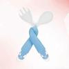 Feeding Fork Spoon Flatware Cartoon Silicone Dishware Flexible Spoon For Infants Baby Home Toddlerblue, White2pcs