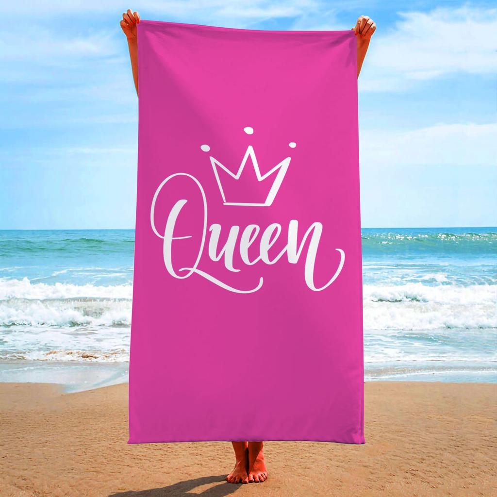 Pink Crown Queen Printed Beach Towel Microfiber Large Bath Towel - Super Absorbent, Soft, Extra Large, Weight Easy To Clean