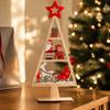 Christmas Tree with Pendants Wooden Tabletop Decor, Hollow Xmas Ornament, Farmhouse Vintage Style Decor Desktop Centerpiece for Holiday Party