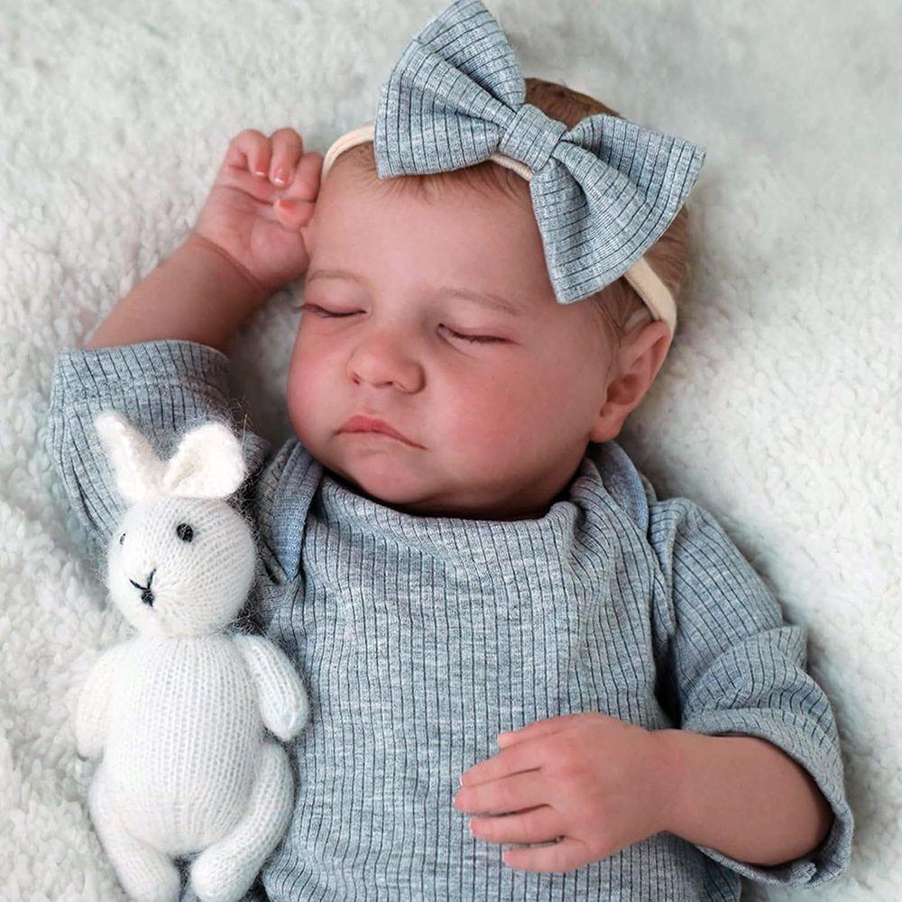 Reborn Baby Doll 45cm Hard Vinyl with Painted Hair and Closed Eyes