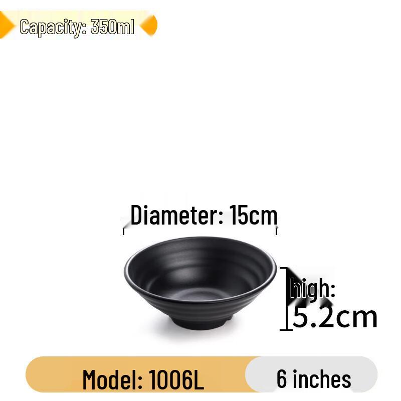 Japanese Style Black Melamine Ramen Bowl