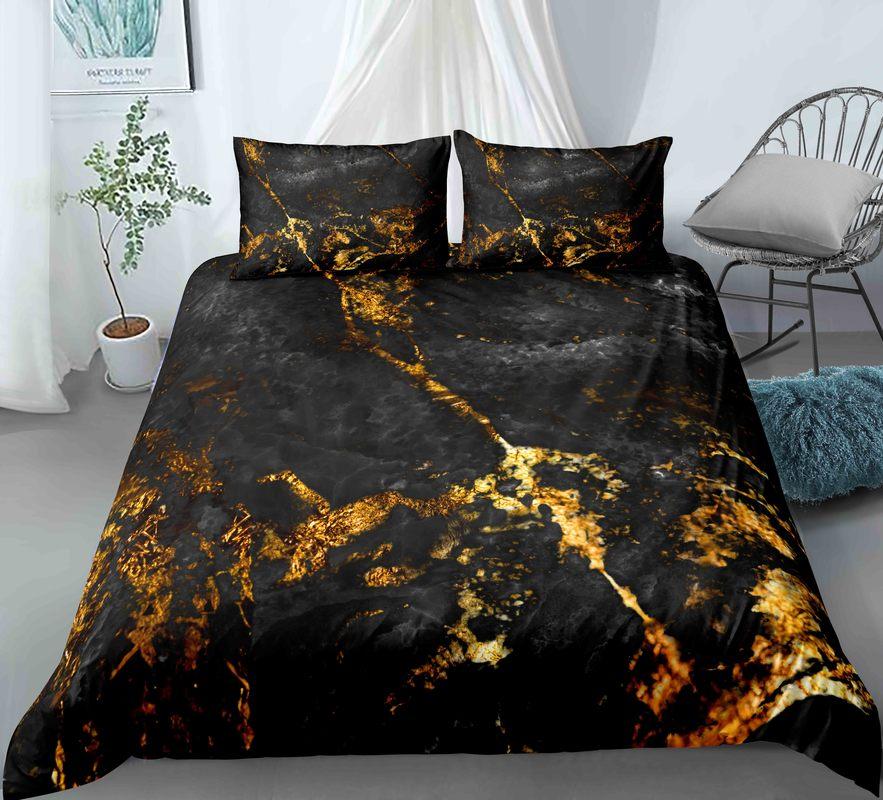 Chic Marble Duvet Cover Microfiber Mint Gold Glitter Turquoise Bedding Set Abstract Aqua Blue Quilt Cover Single Twin Full
