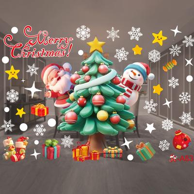 Merry Christmas Wall Sticker Window Glass Merry Christmas Decor for Home Living Room Wall Decor Happy New Year Sticker