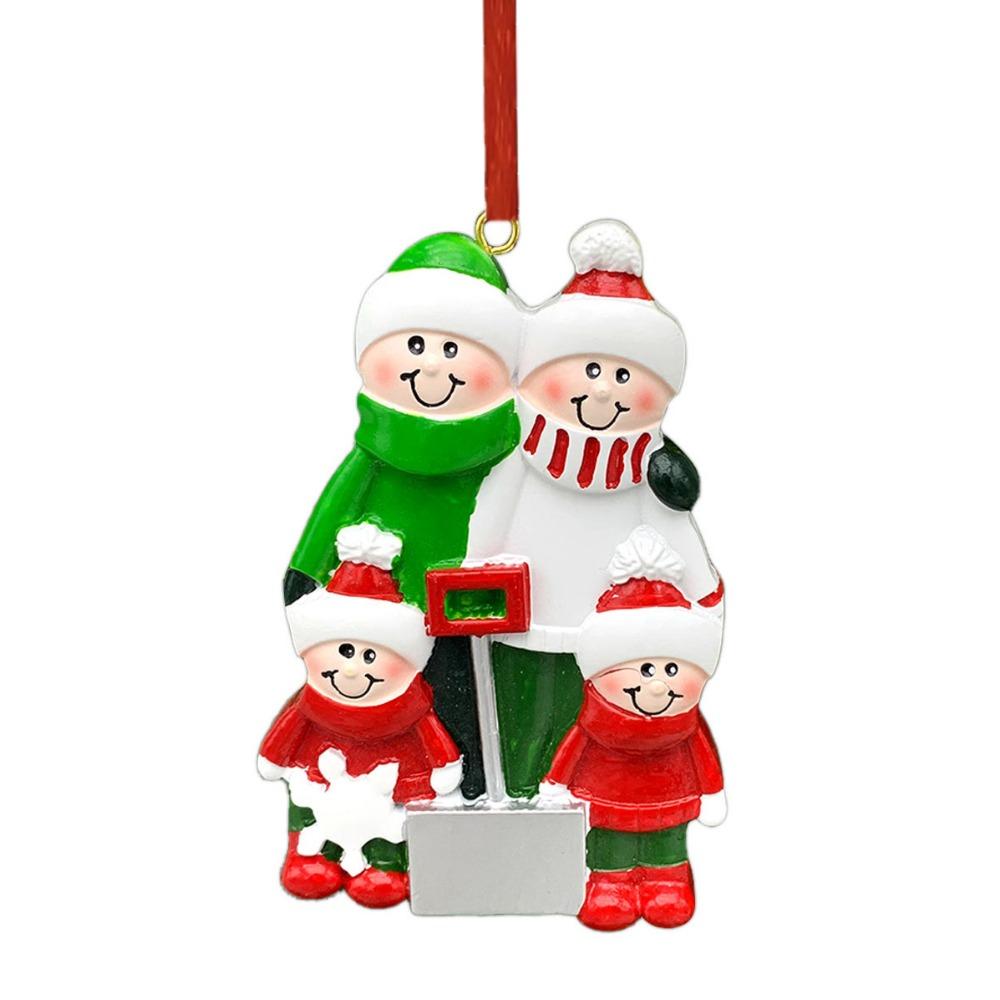 Color Painting Family Xmas Pendants Resin Christmas Tree Ornaments  Christmas