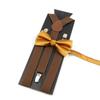 Men Kids Yellow Khaki Brown Suspender Bowtie Set Elastic Adjustable Y-Back Braces Straps Daily Father-Child Braces Accessory