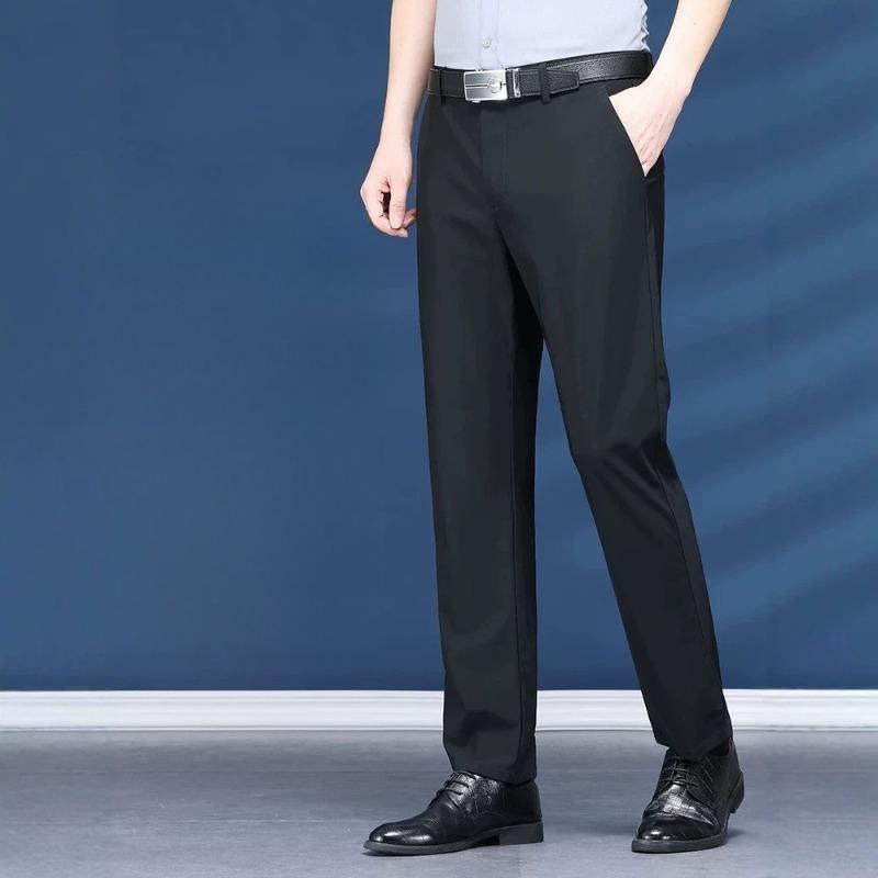 Men's Summer Thin Breathable Formal Wear Straight-leg Business Trousers