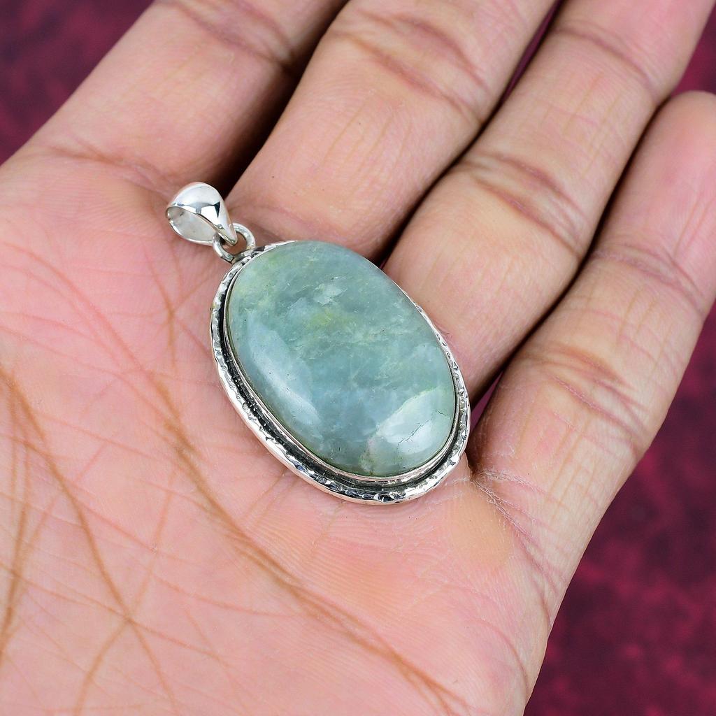 Aquamarine 925 Solid Sterling Silver Pendant, Handmade Gemstone Pendant Jewelry, Gifts For Wife Brand New Pendant