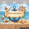 2D 60th Birthday Tropical Background Banner, Beach Party & Floral Backdrop for Fiesta Photoshoot