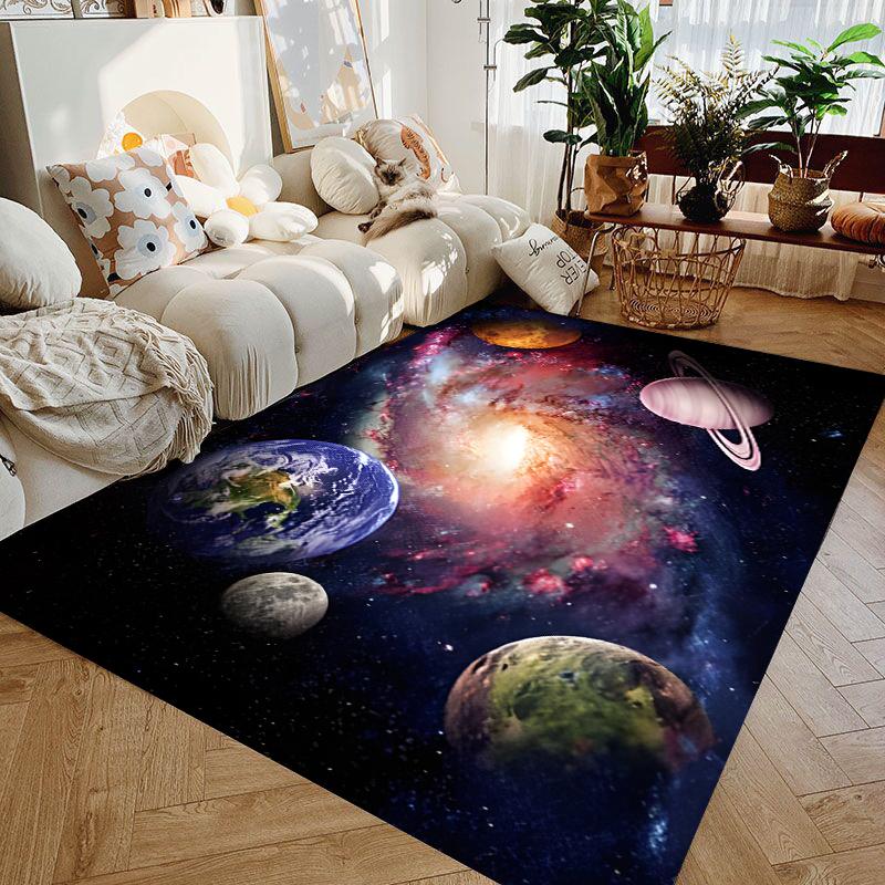 Galactic Planet Space Rug – Immersive Galaxy & Planet Print Carpet with Nebula, Earth, Moon & Saturn Designs, Cosmic Decor 40x60CM