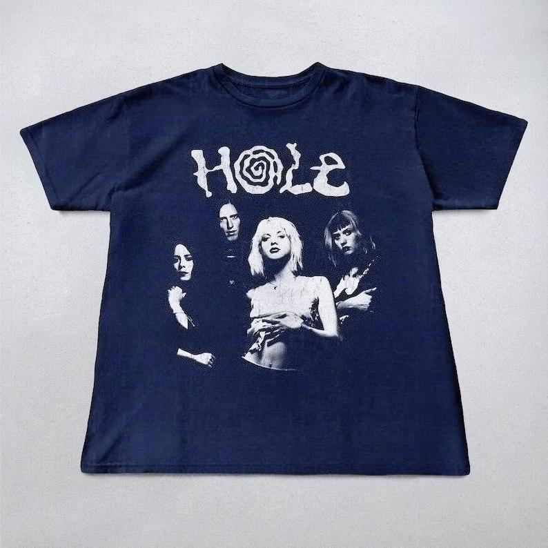 Hole Band Bawełniany T-shirt z Krótkim Rękawem Unisex Grafika Zespołu z Lat 90. Metalowa Rockowa Estetyka Unisex Unisex Harajuku Y2k Streetwear Koszulki
