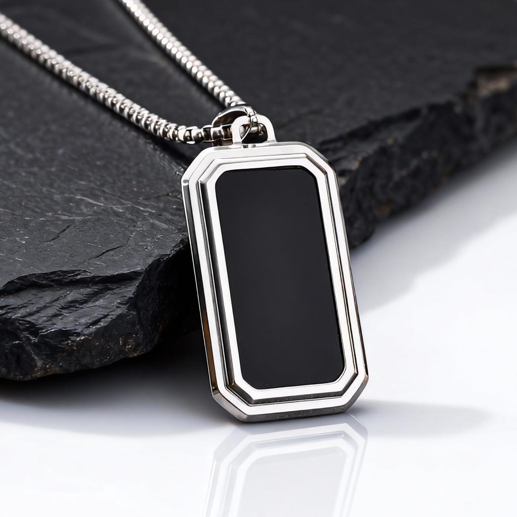 Waterproof Dogtag Necklace for Men Boys,Stylish Stainless Steel Pendant Necklace,Birthday Father Gift