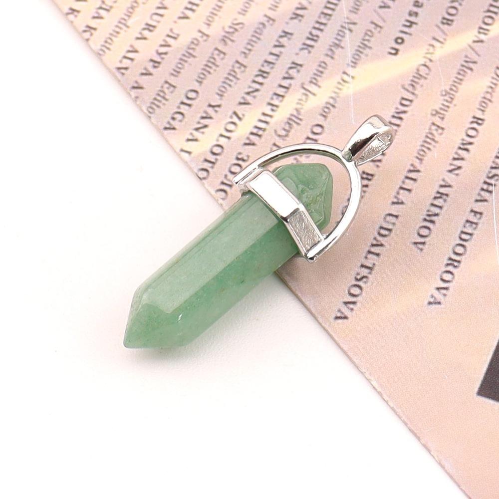 Hexagonal Column Natural Amethyst Powder Crystal Winding Hexagonal Column Pendant Handmade Bullet Necklace Jewelry N788