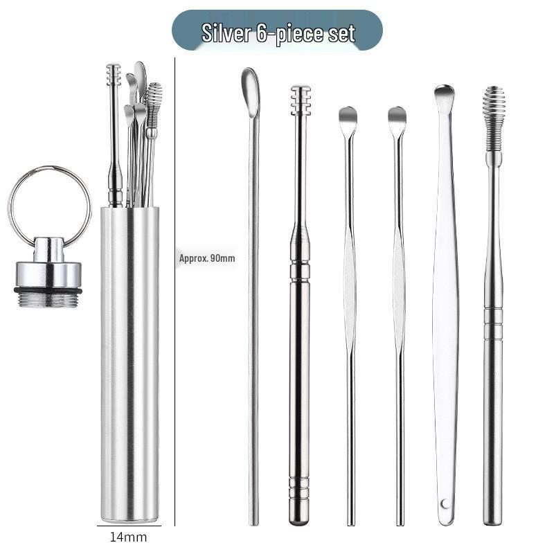 6-Piece Spiral Earwax Cleaner Set with Leather Case