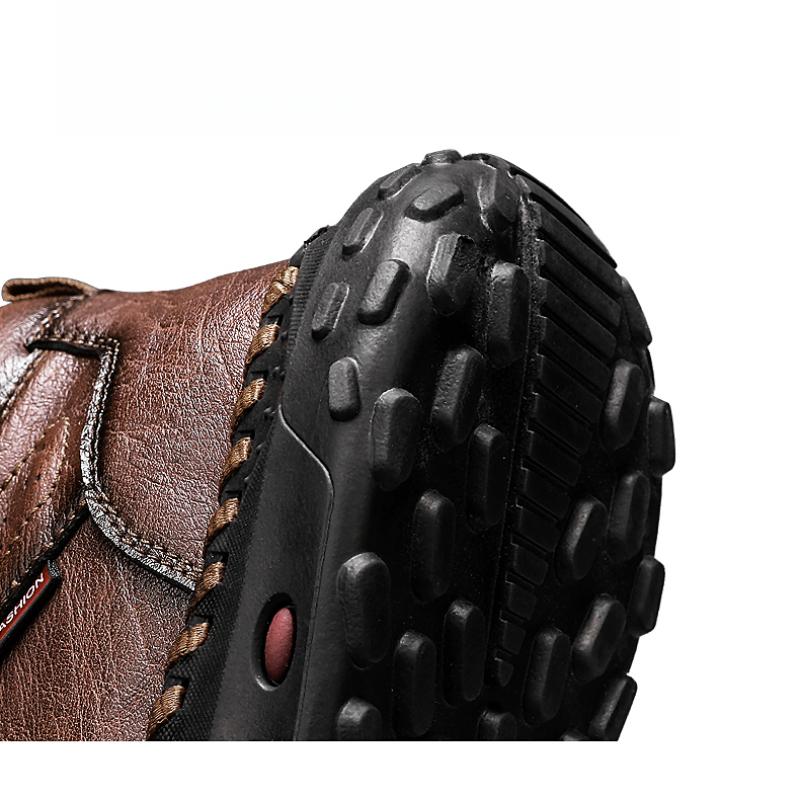 Men's High-top Casual Sneakers Handmade Leather Shoes Plus Size 39-48 Spring & Autumn