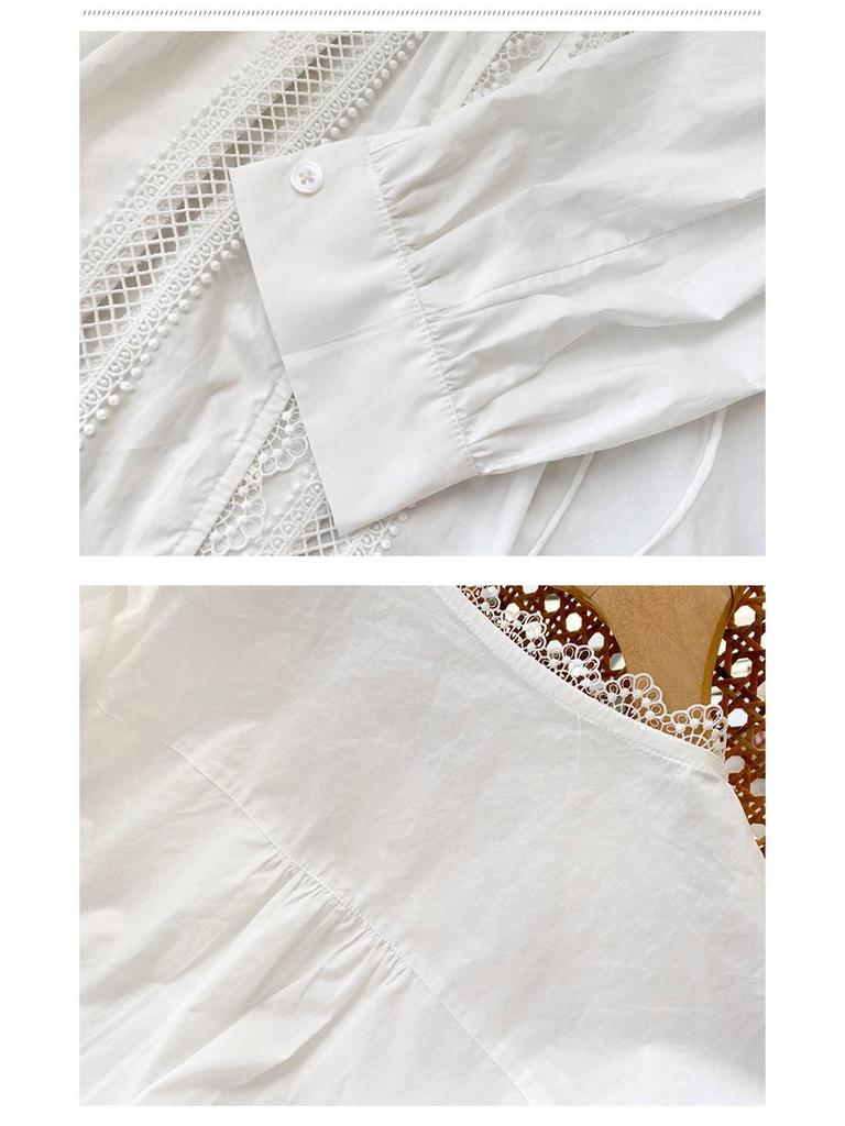 Autumn New White French-Style Women's Long Sleeve Shirt