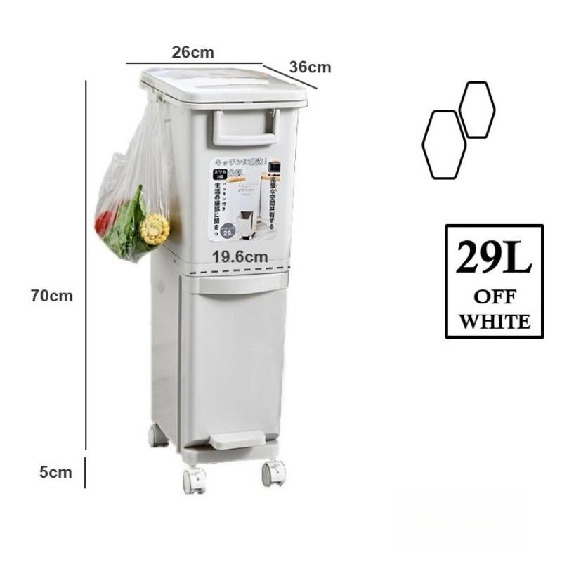 Household 2 Tier Sorting Bin 360° Rotating Wheel Kitchen Rubbish Recycle Wheel Kitchen Rubbish Recycle Dustbin Large Capacity Practical Garbage Trash