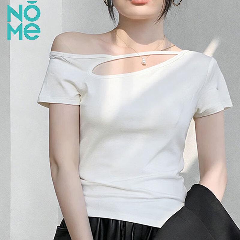 NOMe Ribbed Asymmetric Off-Shoulder T-shirt