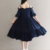 Mori Girl Summer Women Midi Dress Sleeve Femininos Strap Cotton Elegant Sweet Pleated Dress