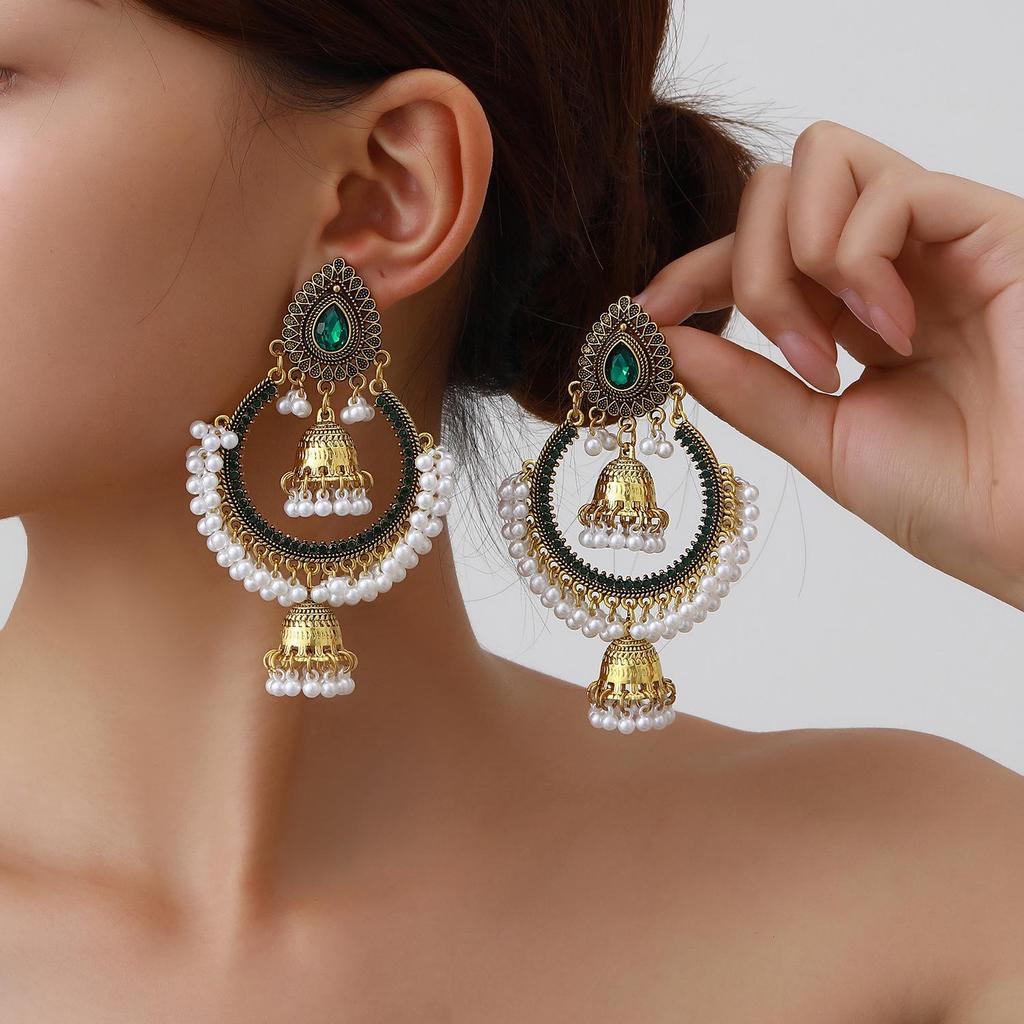 Bohemian Style Rhinestone Inlaid Luxury Earrings: Elegant Retro Women's Fashion Accessories