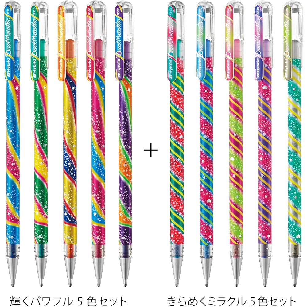 Pentel Hybrid Dual Metallic Color Ballpoint Pen 10 Colors K110WR-10ST