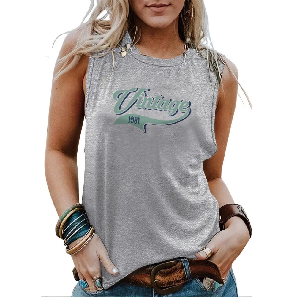 

Женская футболка без рукавов с принтом букв, повседневный топ с круглым вырезом для весны и лета XL