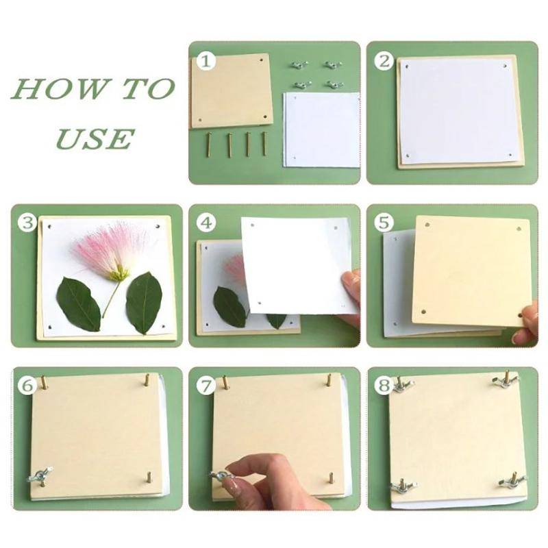 Wood Flower Press Kit 4X4 Inch Plant & Leaf Preservation Set For Making Specimen Dry Fower Press Kit Diy Craft Educational