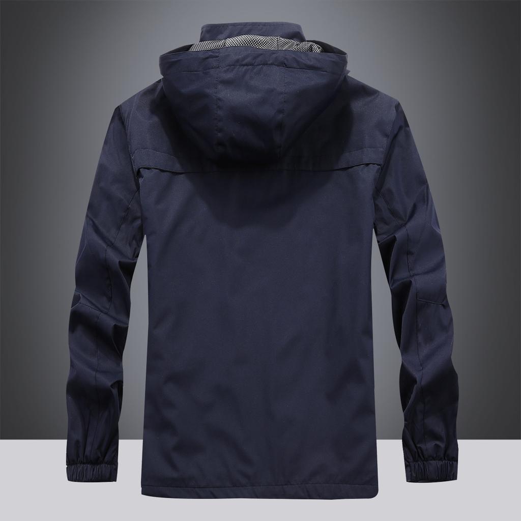 Men's Jacket Autumn New Casual Solid Color Hooded Jacket Youth Loose Large Size Sports Coat