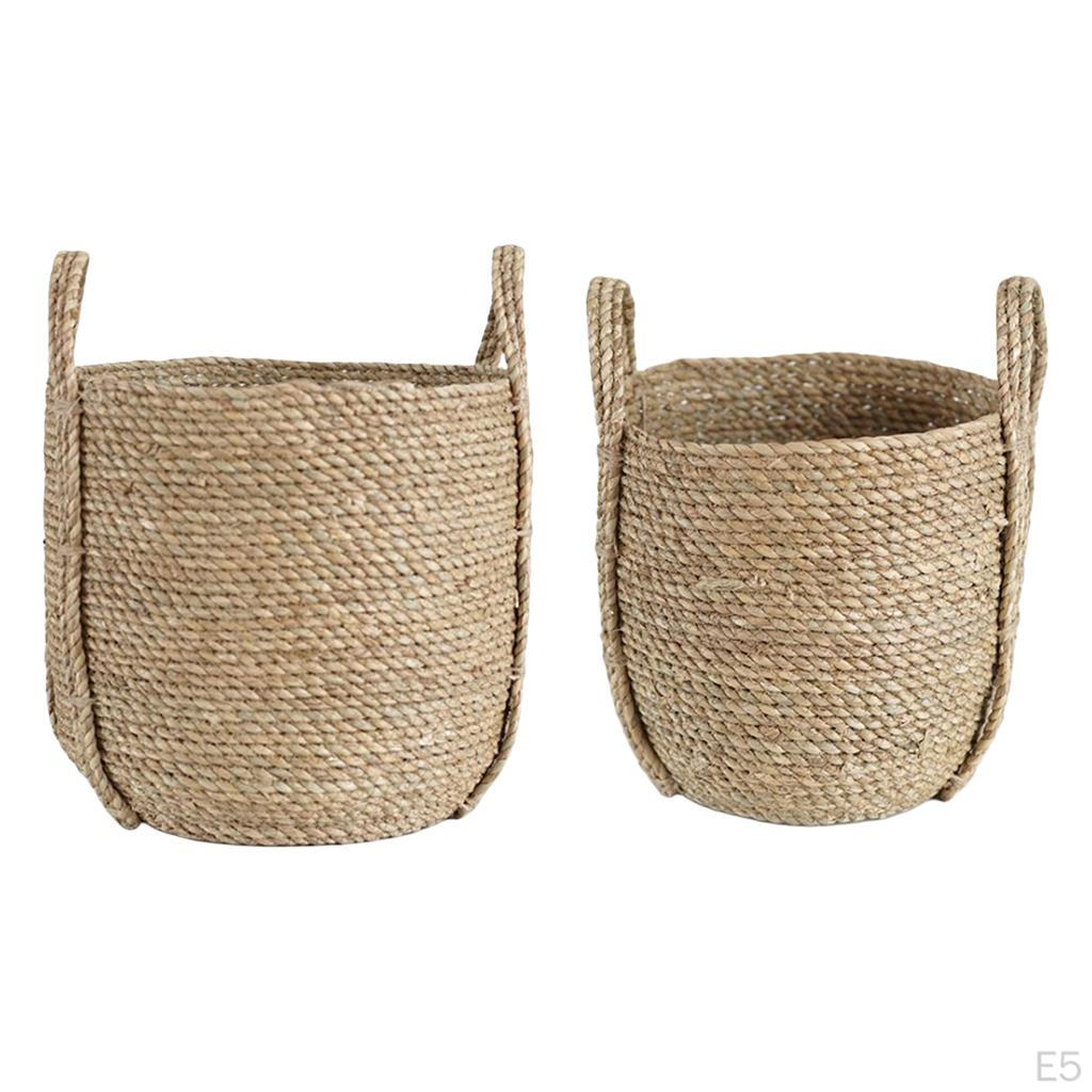 Basket Flower Plants Straw Pots Decor