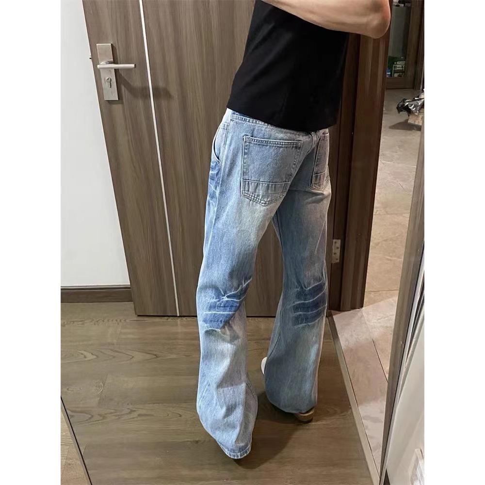 American Retro Jeans Men's Spring and Autumn Trendy Brand High Street Vibe Pants Cleanfit Straight Slightly Pulled Trousers
