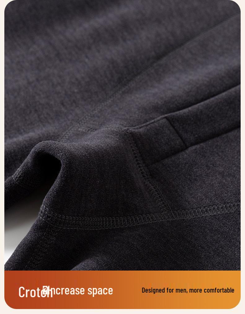 Herren Warmes Unterwäsche-Set mit Fleecefutter - Mittelhoher Rundhalsausschnitt, Übergröße, Kältefest für Mittelalte und Ältere, Herbst/Winter.