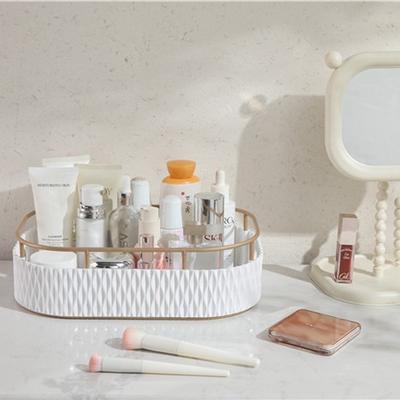 Large Capacity Perfume Dresser White Desktop Storage Box Bathroom Makeup Tray Lotion Bottle Cosmetics Skin Care Products