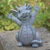 Garden Fun Resin Dragon Statue Art Sculptures Meditating Dragon Funny Wings Dinosaur for Outdoor Backyard Porch Decoration