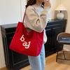 Fashi Letter Canvas Shoulder Bags for Women Large Capacity Simple Ladies Shopping Bag Casual Commuter Female Handbags Tote