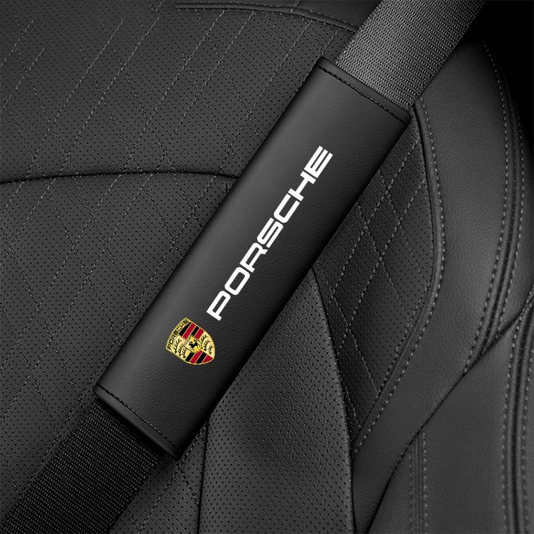 2PC Car Interior Seat Belt Pad Leather Seatbelt Shoulder Cover For Porsche Cayenne Panamera Macan Boxster 911 Carrera-GT 928 944
