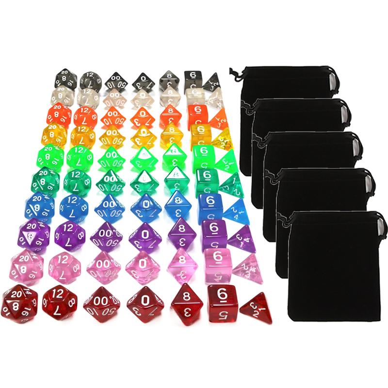 35/70pcs Multi Sided Dice Set with Bags Desktop Gaming Accessories RPG DND Role Playing Board Game Dice Multiple Colors TMZ